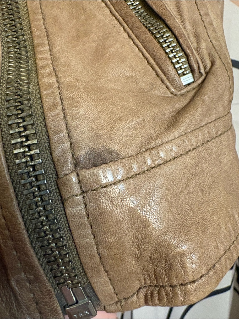 Women’s Lamarque Tan Leather Moto Jacket - Picture 6 of 14